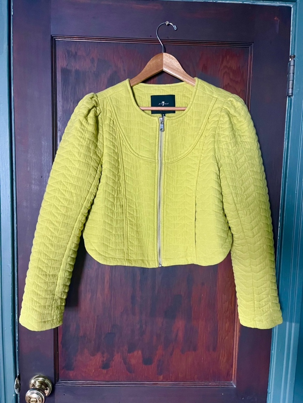 Cropped Quilted Jacket in Chartreuse